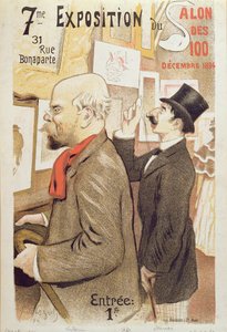 Juliste, joka mainostaa Salon des 100:n 7. näyttelyä, kuvaa Paul Verlainea (1844-96) ja Jean Moreasia (1856-1910) Salon des 100:ssa, 1894